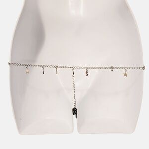 2/$20 Brand new Kiss silver chain black T-back panties